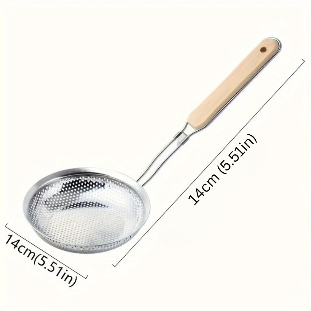 Stainless Steel Fine Mesh Skimmer with Wooden Handle