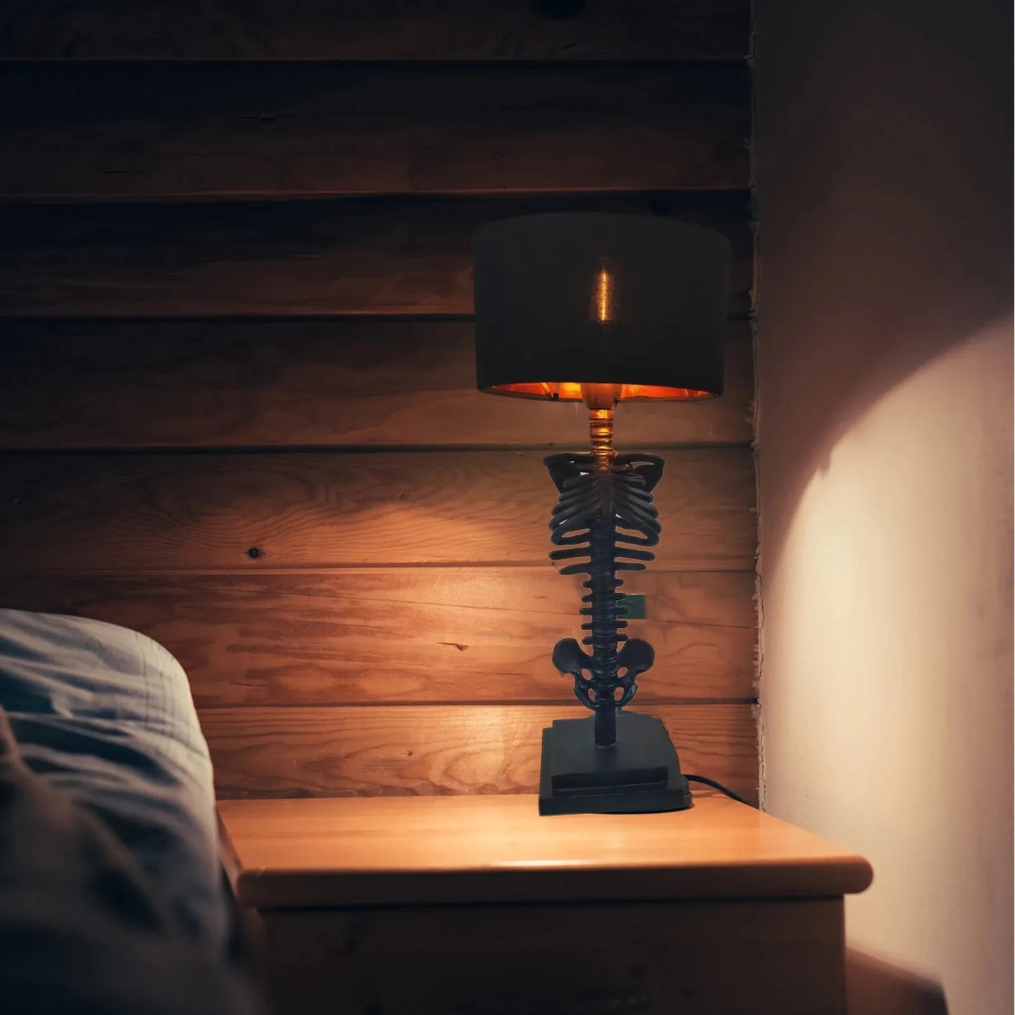 Handcrafted Gothic Skeleton Table Lamp with USB Connector
