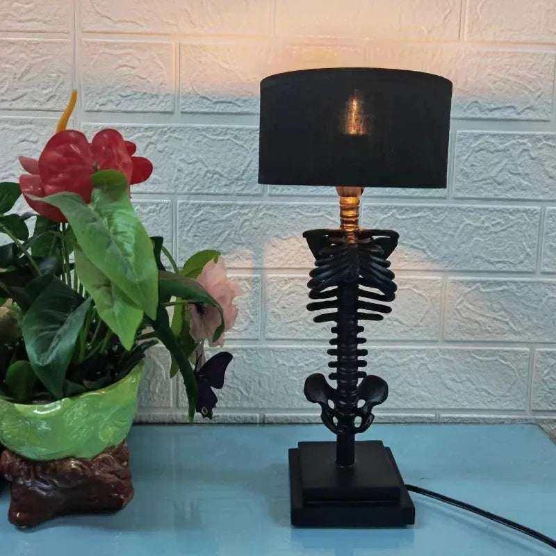 Gothic Skeleton Table Lamp - Handmade Resin Design