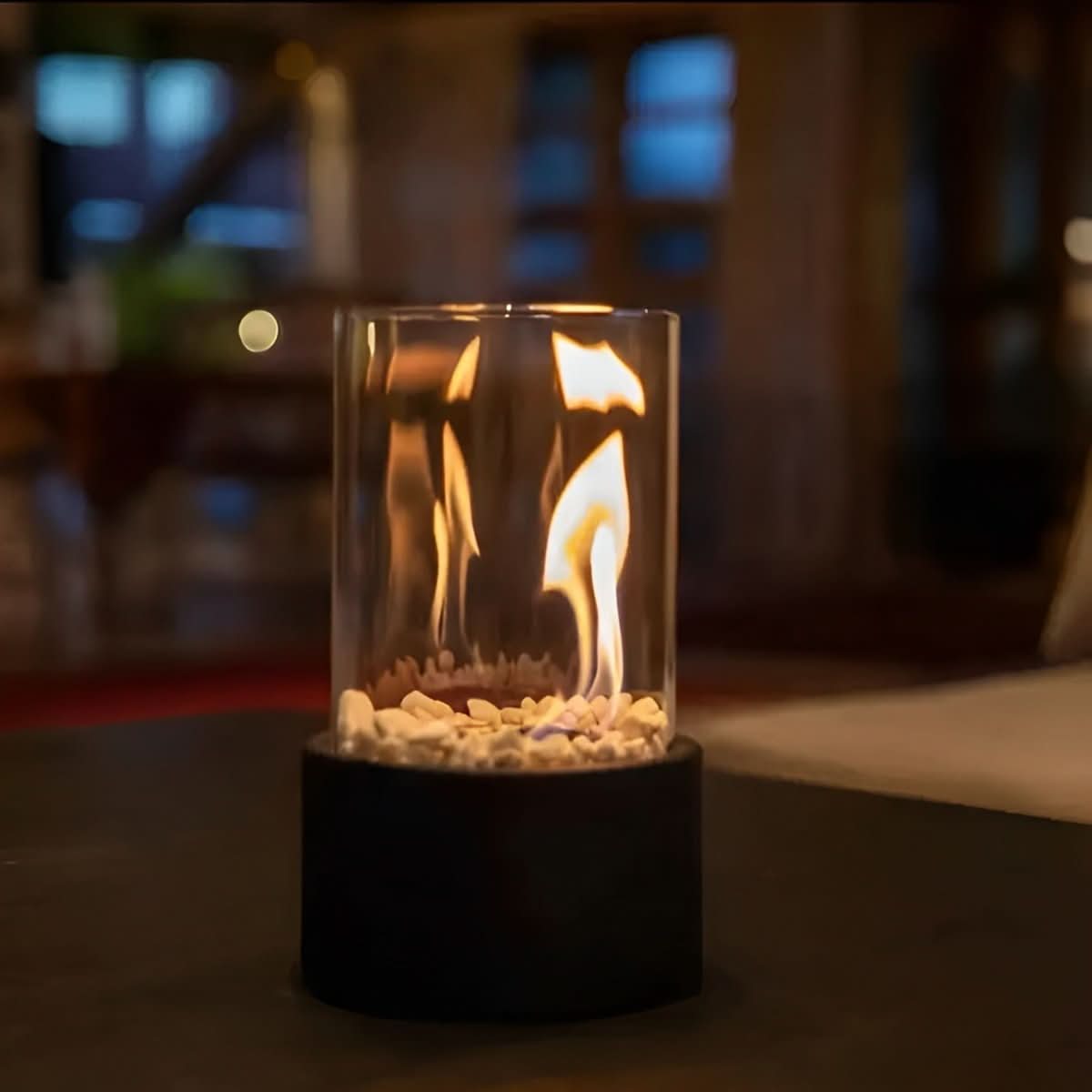 Smokeless Portable Tabletop Fireplace with Glass Casing