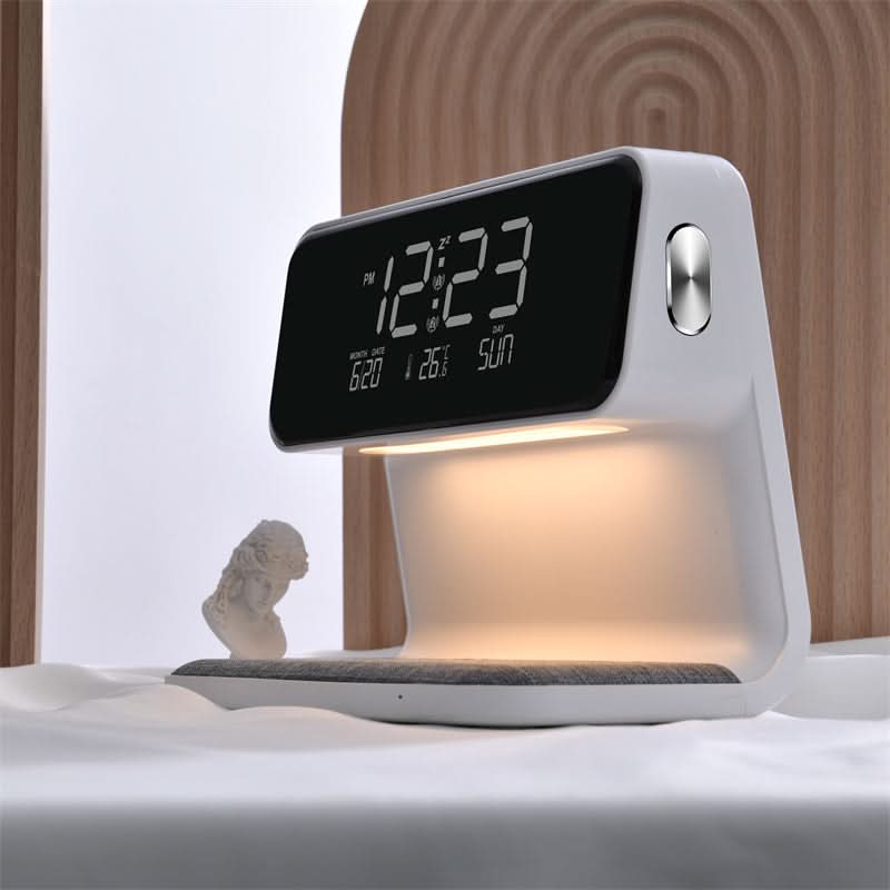 Dimmable Clear LCD Alarm Clock with Wireless Charger