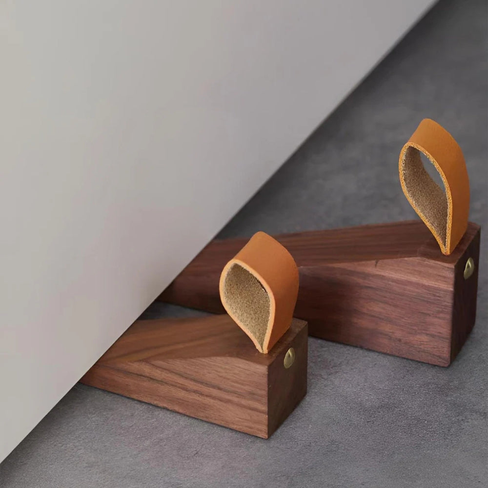 Sleek Wooden Door Stopper with Anti-Slip Base
