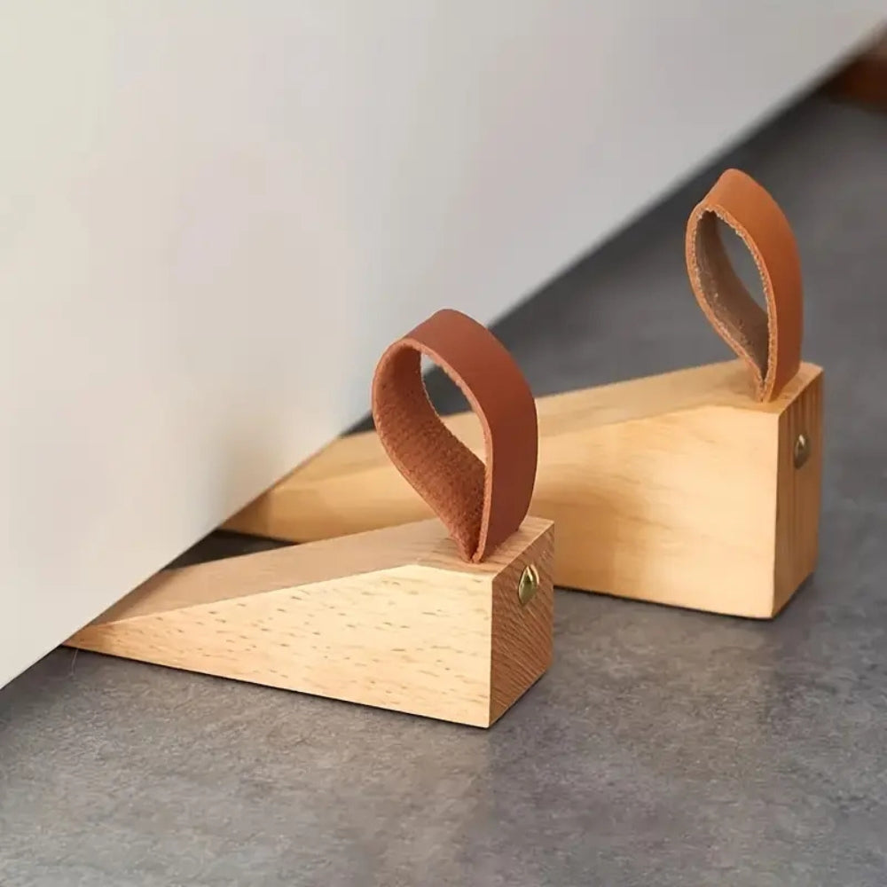 Sleek Wooden Door Stopper with Anti-Slip Base