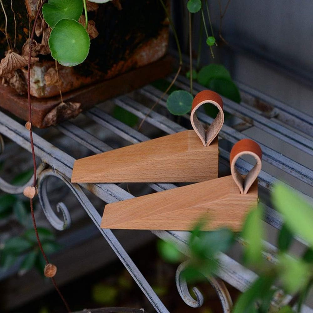 Sleek Wooden Door Stopper with Anti-Slip Base