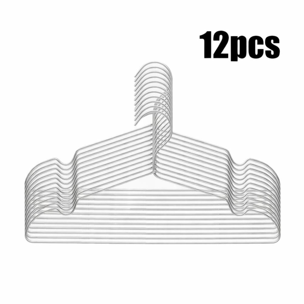 SlimLine Aluminum Clothes Hangers with Anti-Slip Grooves - 12 Pack