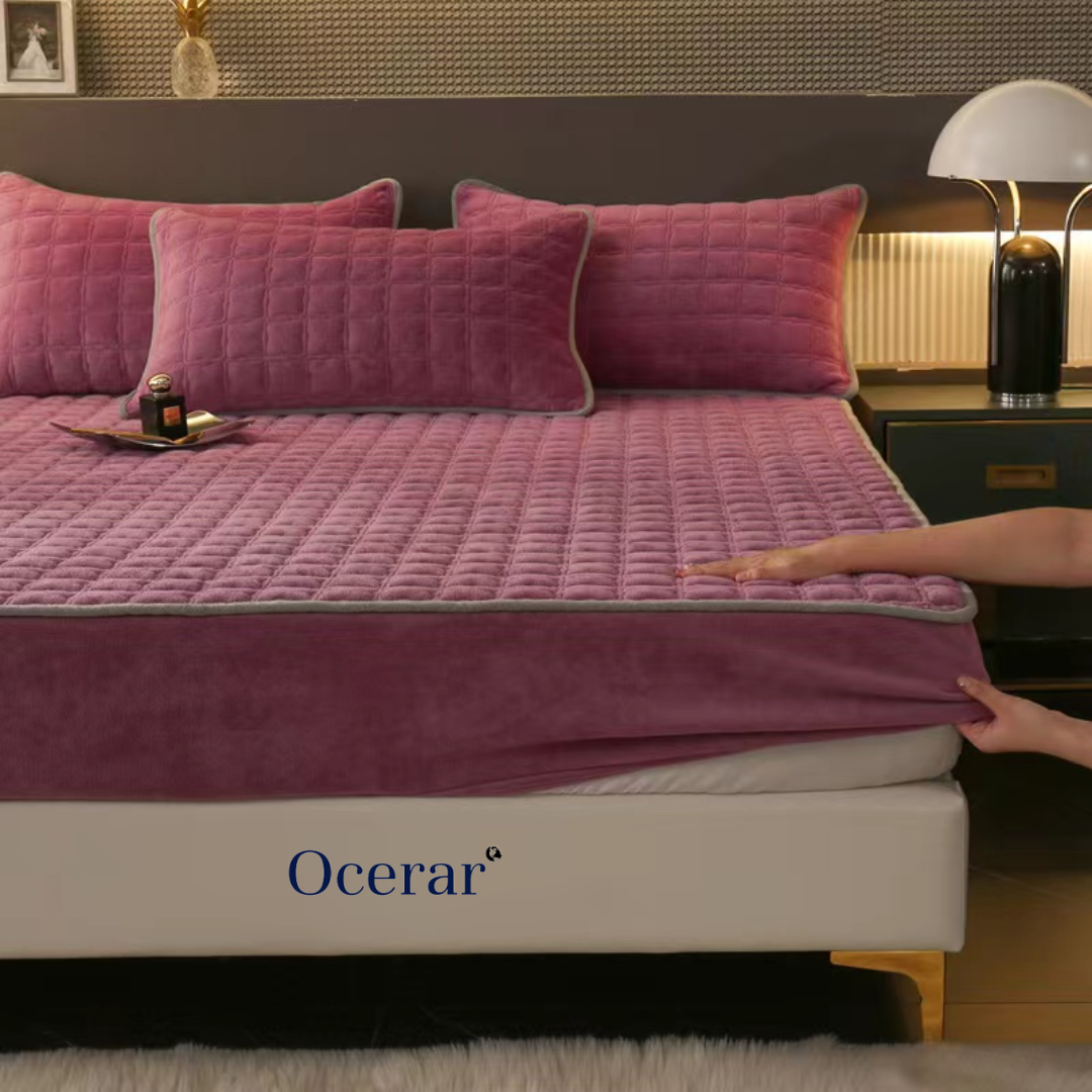 Quilted Padded Fitted Sheet with Elastic Edge for Double Bed