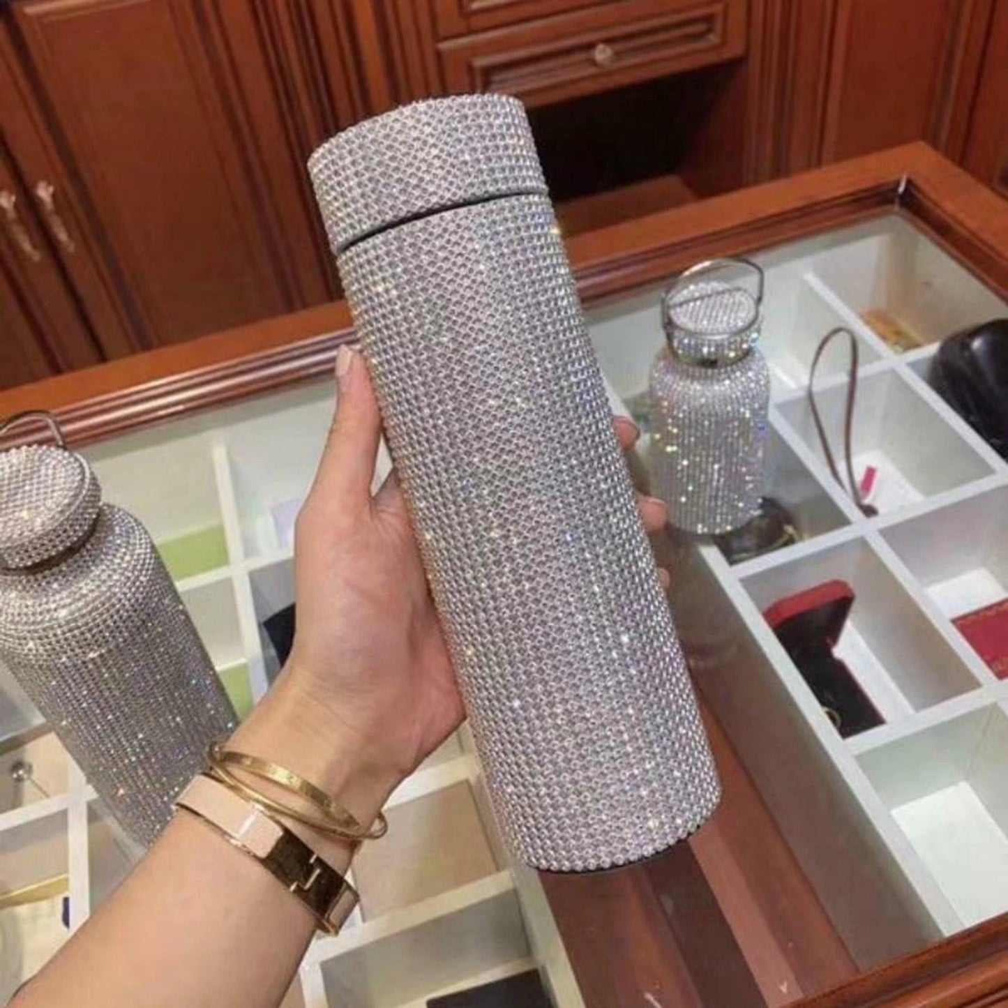 500ml Rhinestone Bling Thermos with LED Temperature Indicator