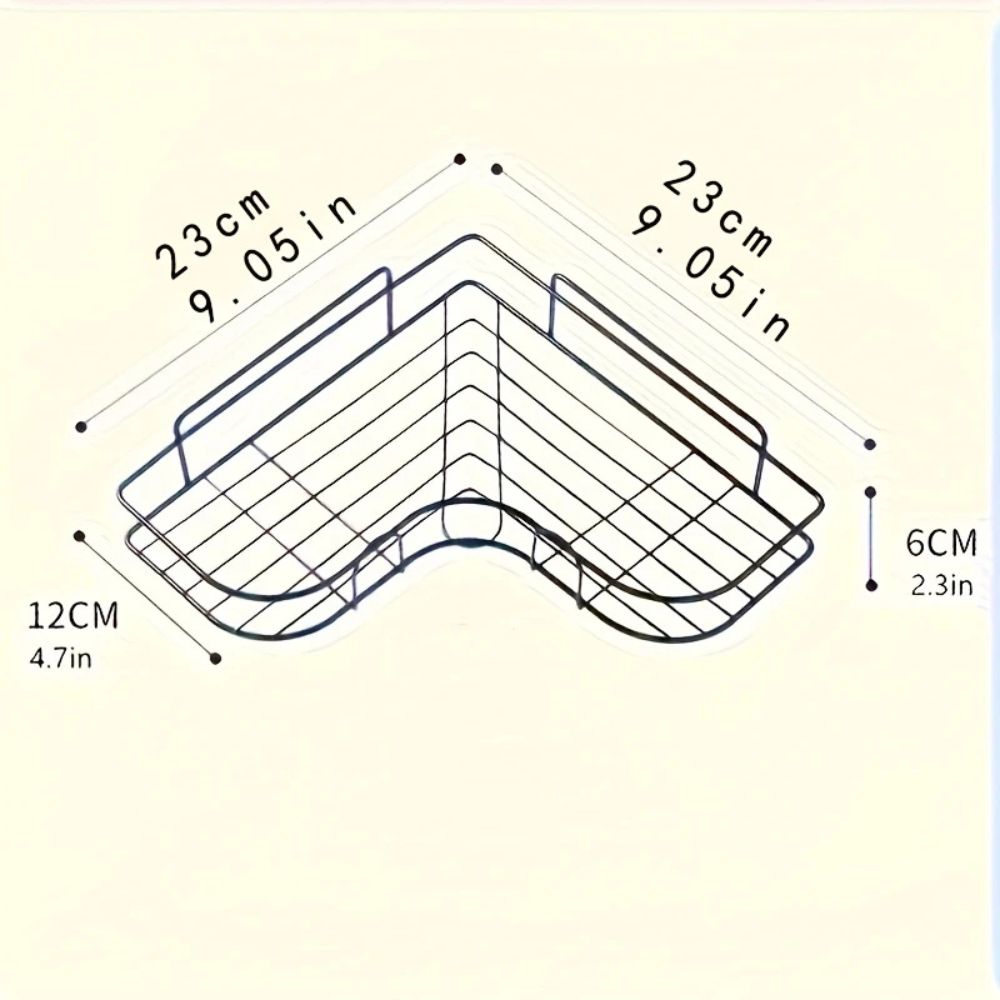 Triangular Iron Corner Shower Caddy with Adhesive Mounting