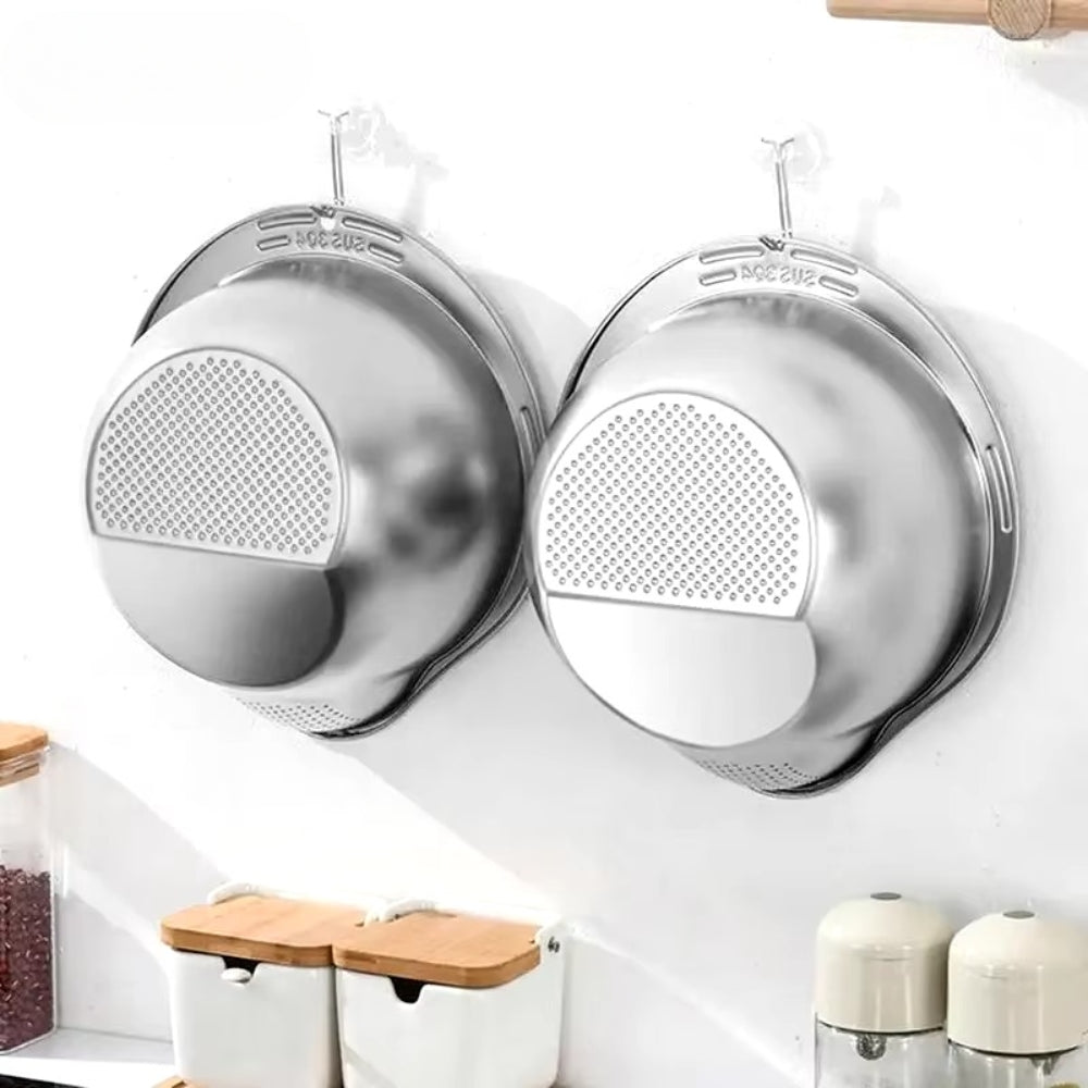 Stainless Steel Mesh Colander with Ergonomic Handle