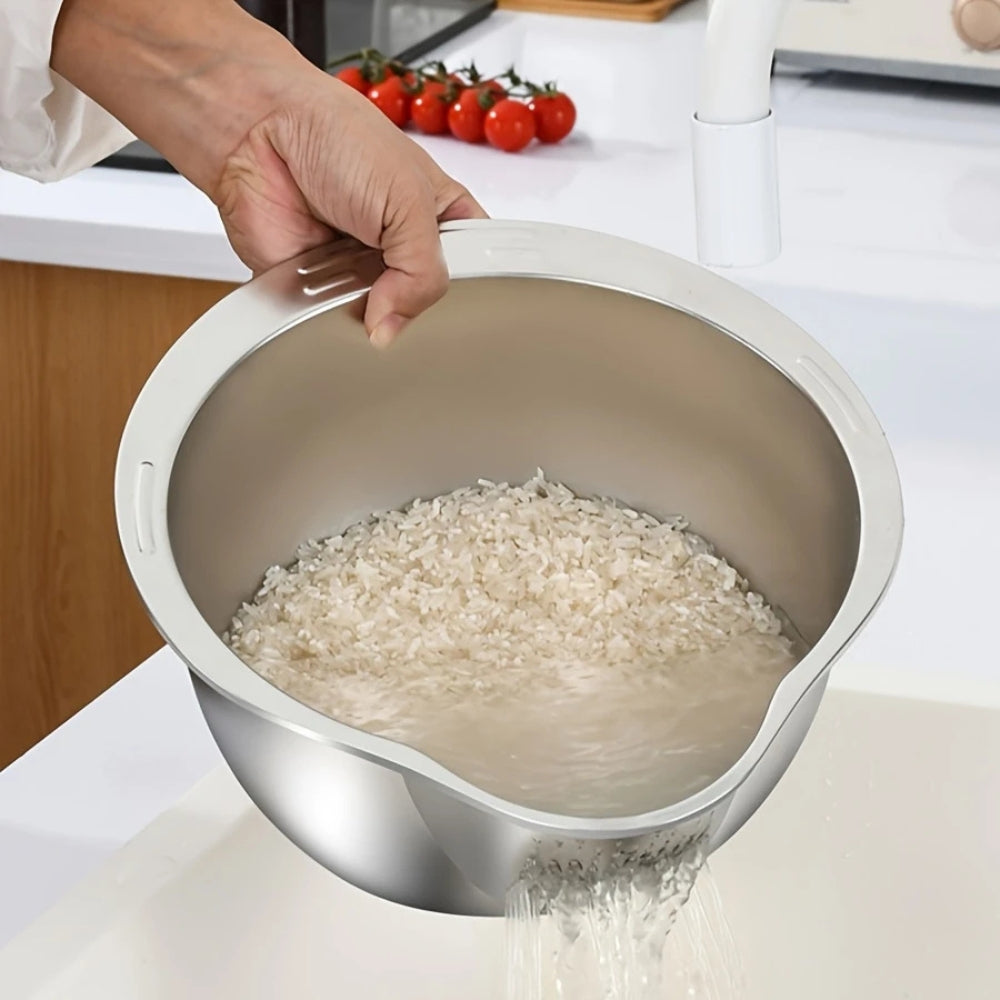 Stainless Steel Mesh Colander with Ergonomic Handle