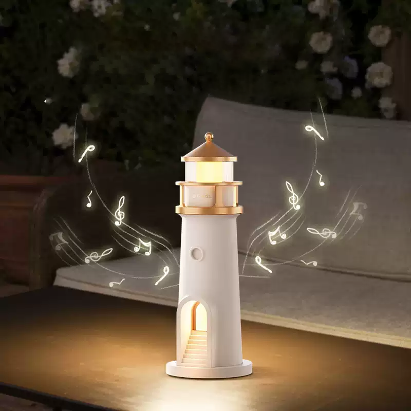 Lighthouse Bluetooth Speaker Lamp with Moon Projection Night Light