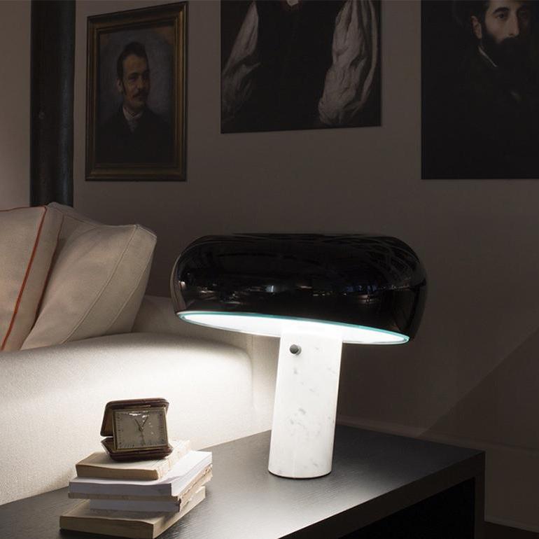Modern Marble Base Table Lamp with Semi-Round Shade