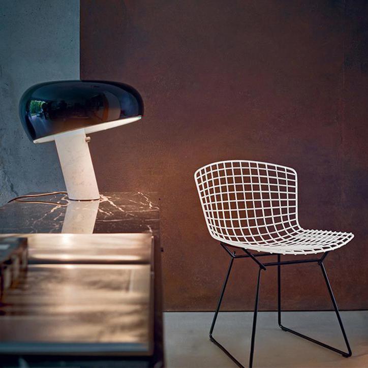 Modern Marble Base Table Lamp with Semi-Round Shade