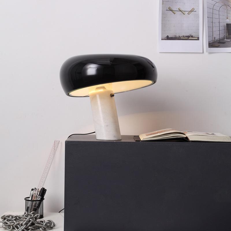 Modern Marble Base Table Lamp with Semi-Round Shade