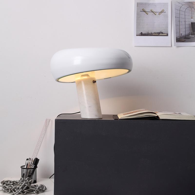 Modern Marble Base Table Lamp with Semi-Round Shade