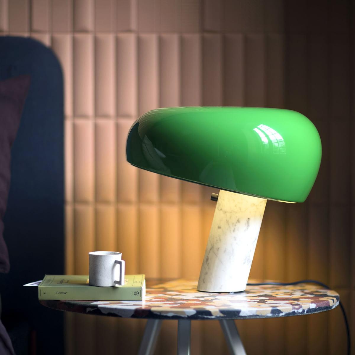 Modern Marble Base Table Lamp with Semi-Round Shade