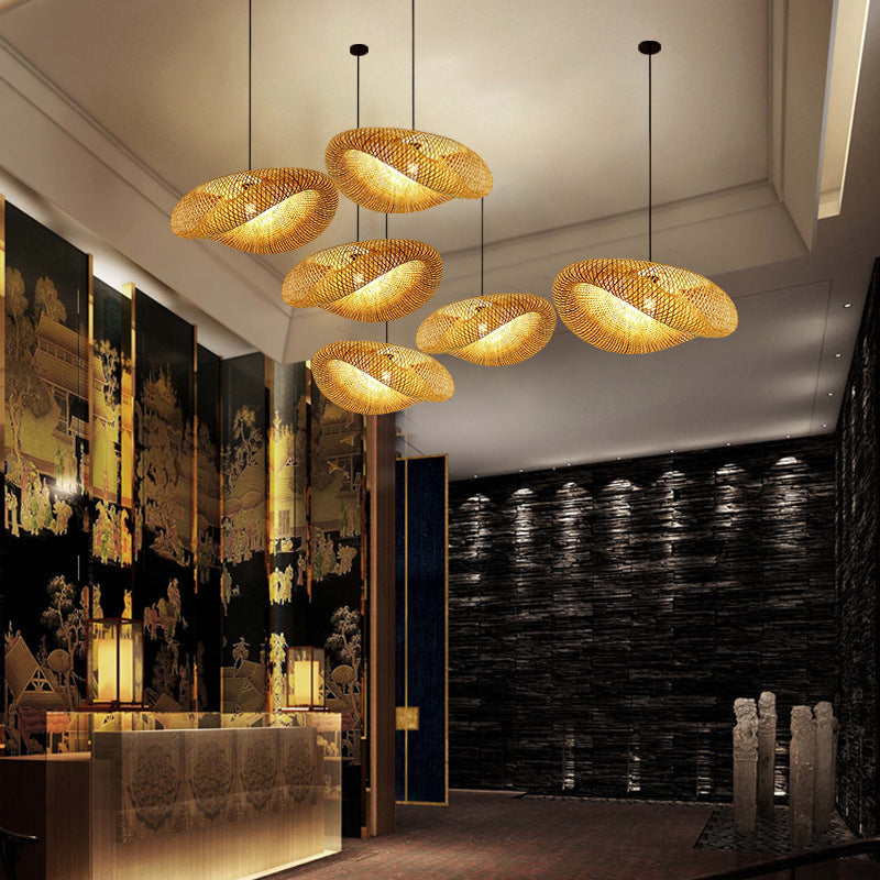 Rattan Woven Bamboo Pendant Light - LED Ceiling Fixture