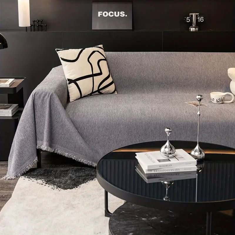 Minimalist Chenille Sofa Cover - Water-Resistant, Pet-Friendly