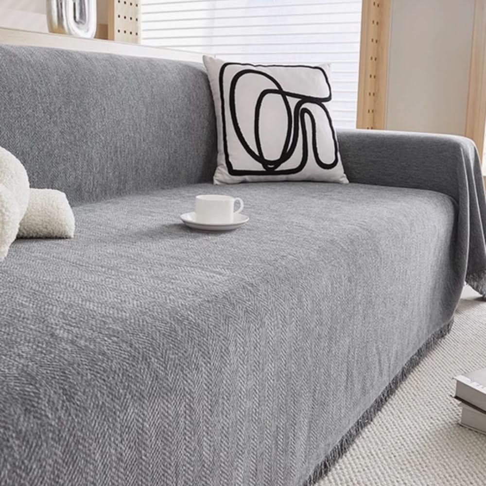 Minimalist Chenille Sofa Cover - Water-Resistant, Pet-Friendly