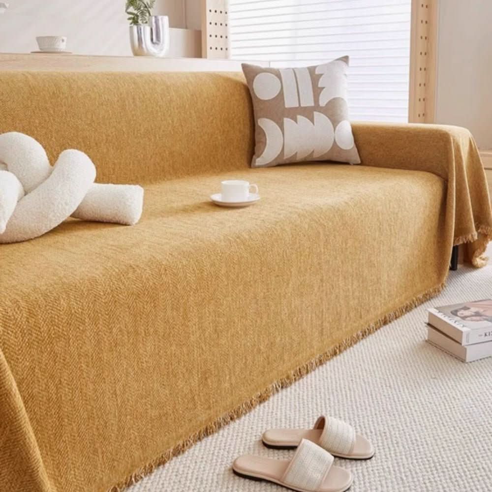 Minimalist Chenille Sofa Cover - Water-Resistant, Pet-Friendly