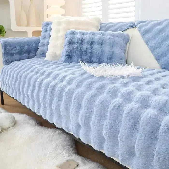 L-Shaped Plush Sofa Cover - Soft Winter Protection