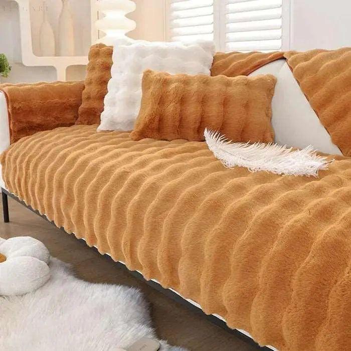 L-Shaped Plush Sofa Cover - Soft Winter Protection