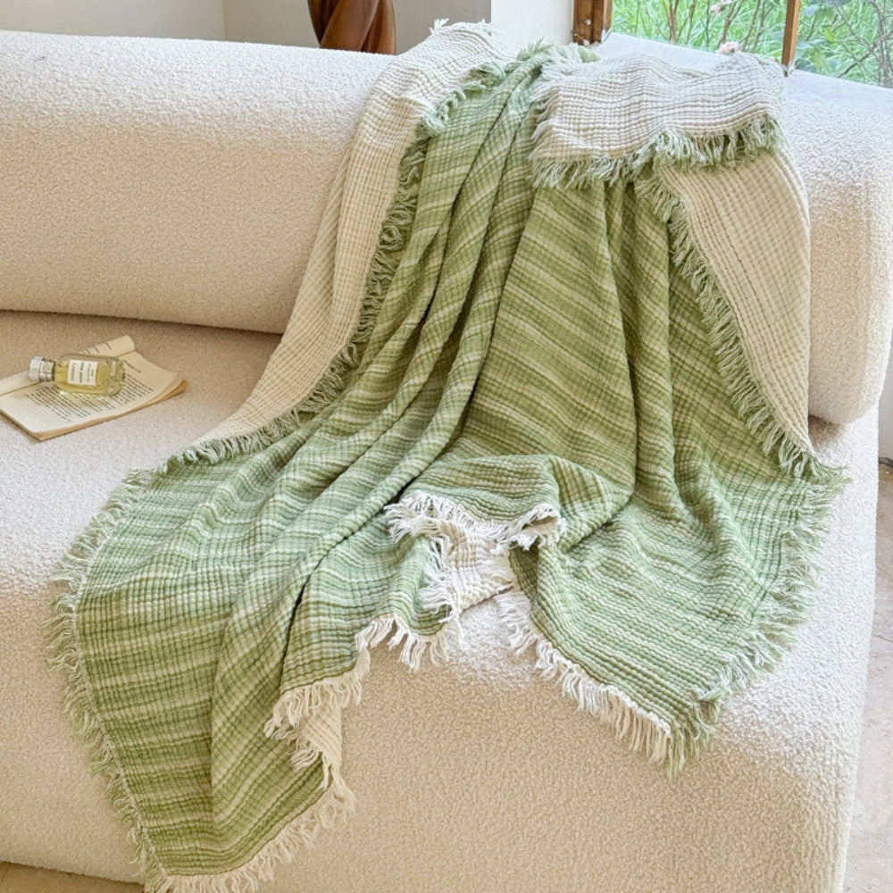 Soft Cotton Gauze Blanket with Fringed Edges