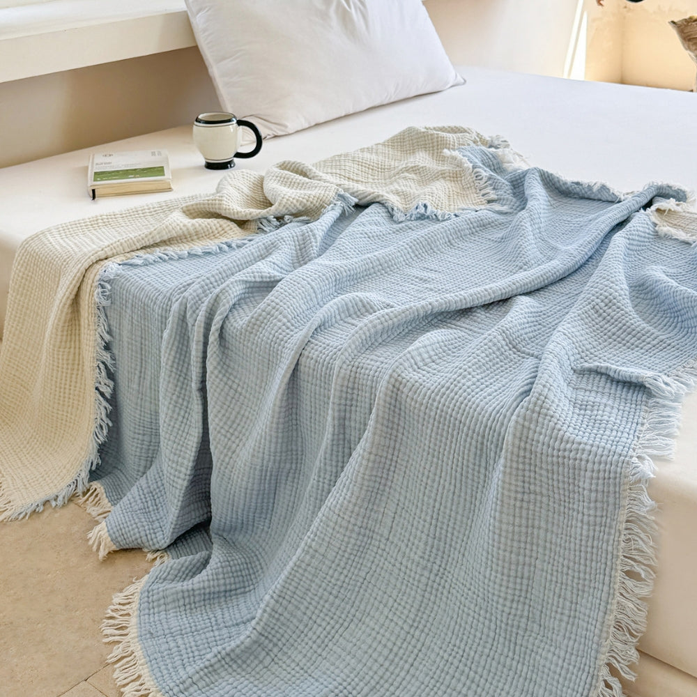 Soft Cotton Gauze Blanket with Fringed Edges