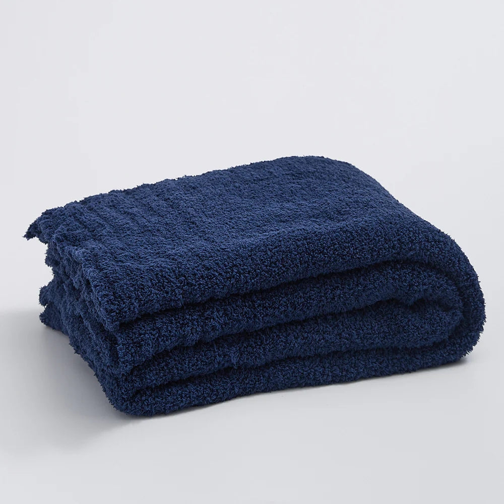 Minimalist Knit Throw Blanket in Soft Velvet Blend