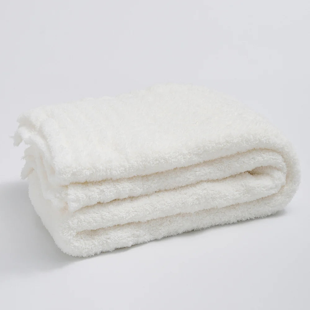 Minimalist Knit Throw Blanket in Soft Velvet Blend
