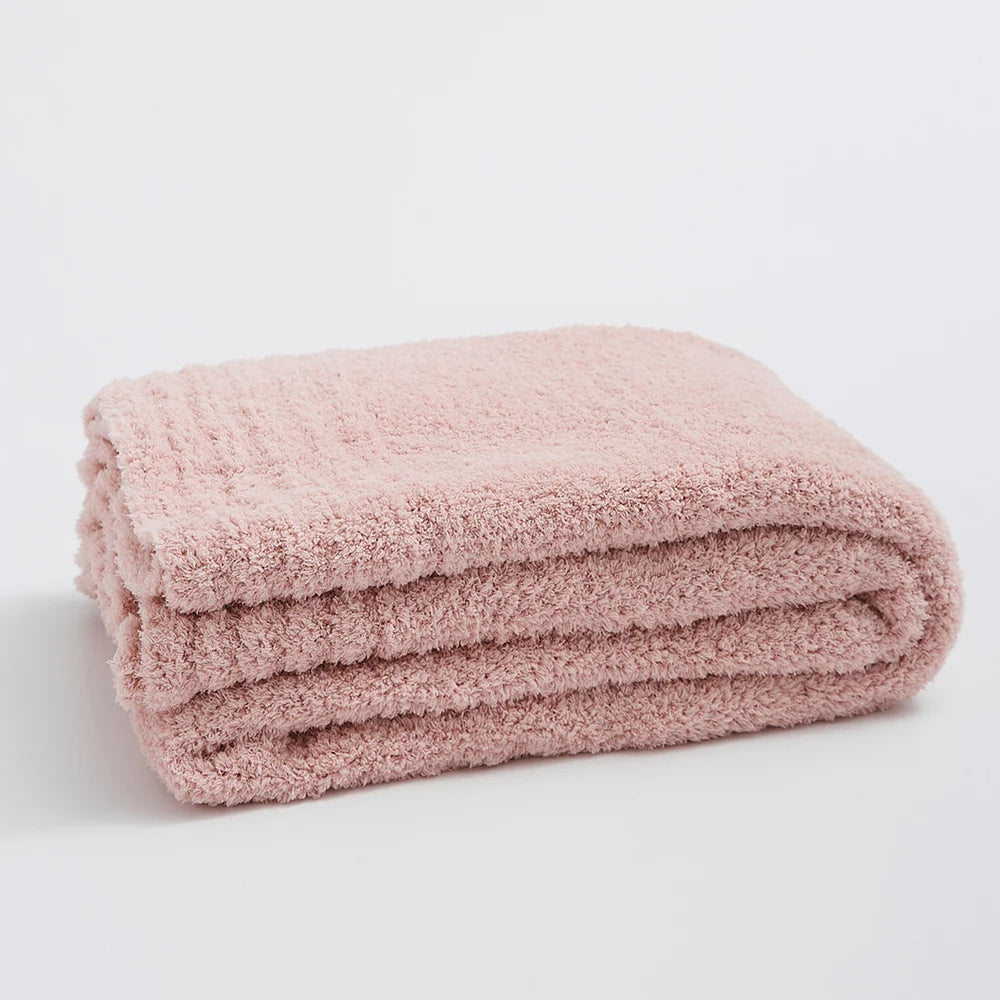 Minimalist Knit Throw Blanket in Soft Velvet Blend