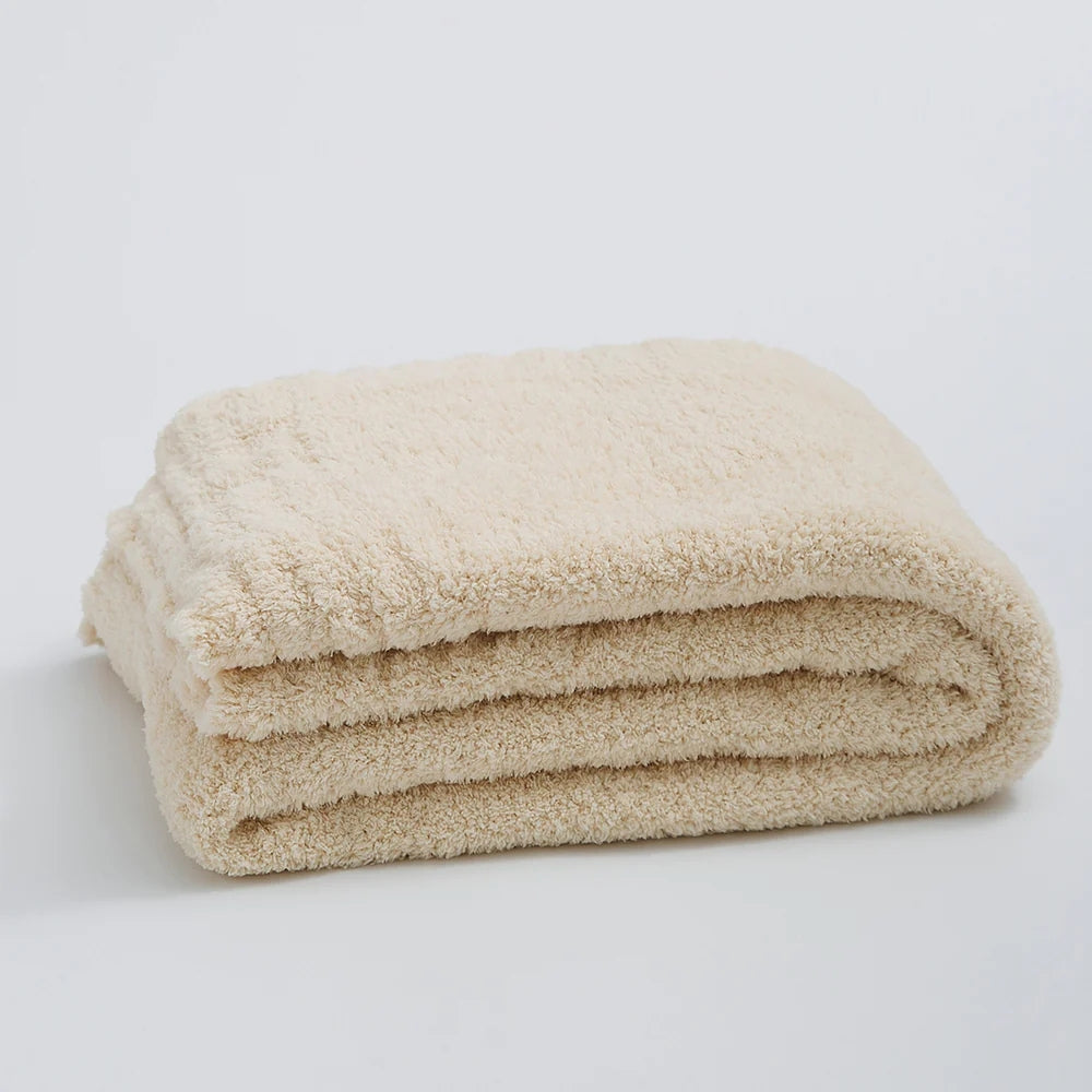 Minimalist Knit Throw Blanket in Soft Velvet Blend