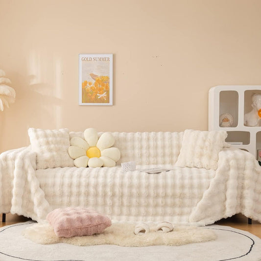 Rabbit Faux Fur Stretch-Fit Sofa Cover