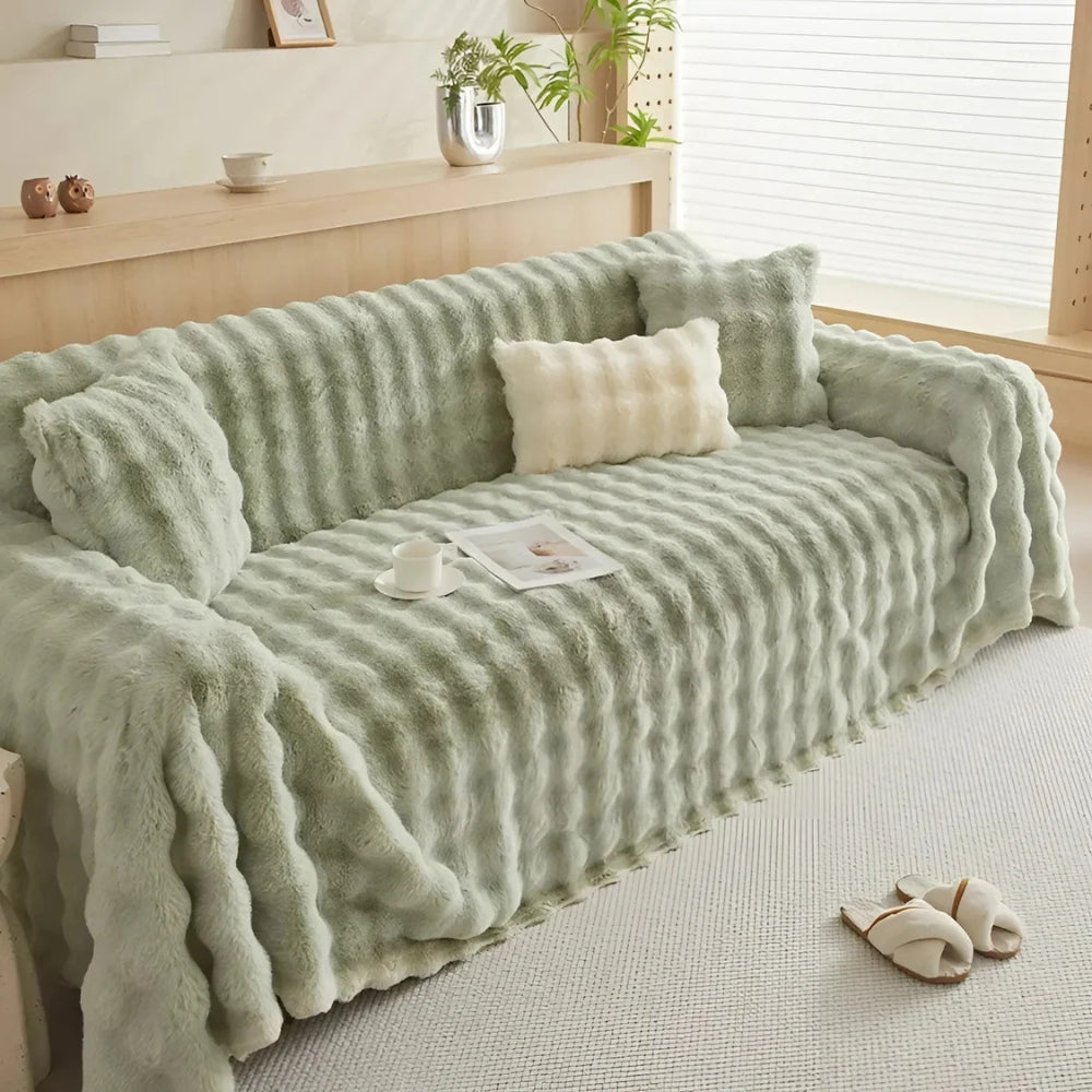 Plush Rabbit Faux Fur Sofa Cover