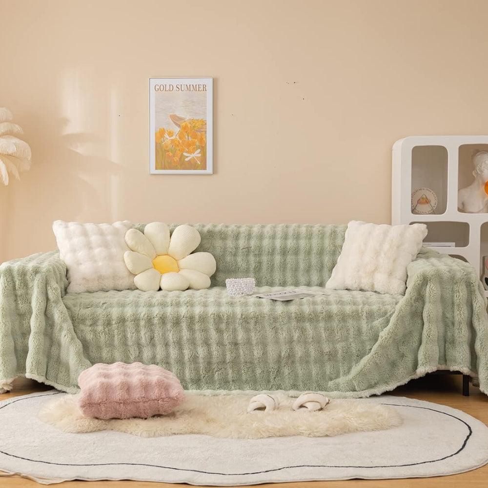 Plush Rabbit Faux Fur Sofa Cover