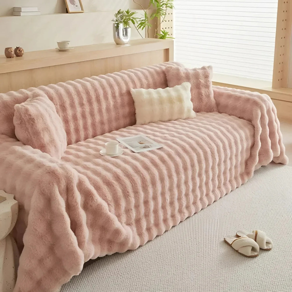 Plush Rabbit Faux Fur Sofa Cover