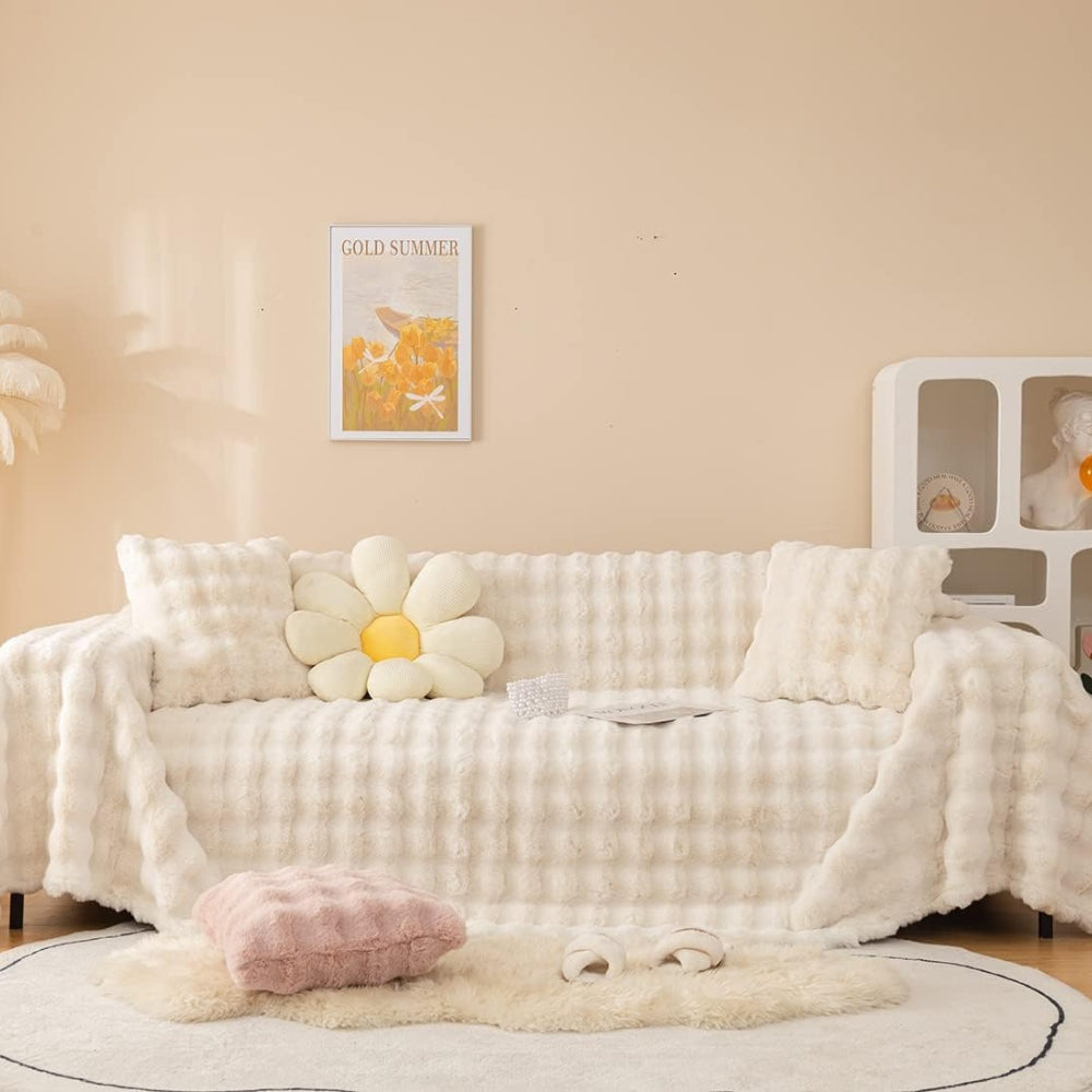 Plush Rabbit Faux Fur Sofa Cover