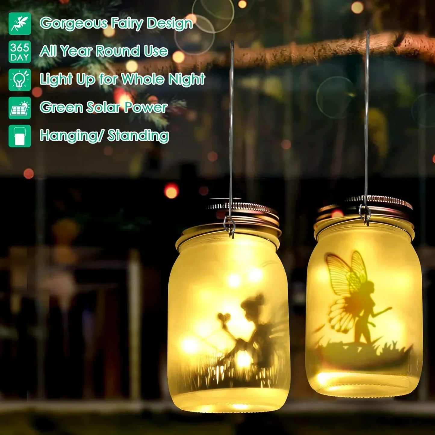Solar Glass Fairy Lantern - Waterproof Outdoor Hanging Light
