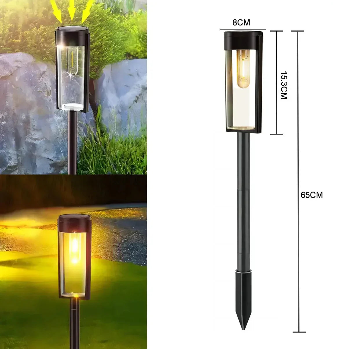 EcoShine Solar Path Lights - Weatherproof Garden Lamps (2 Pack)