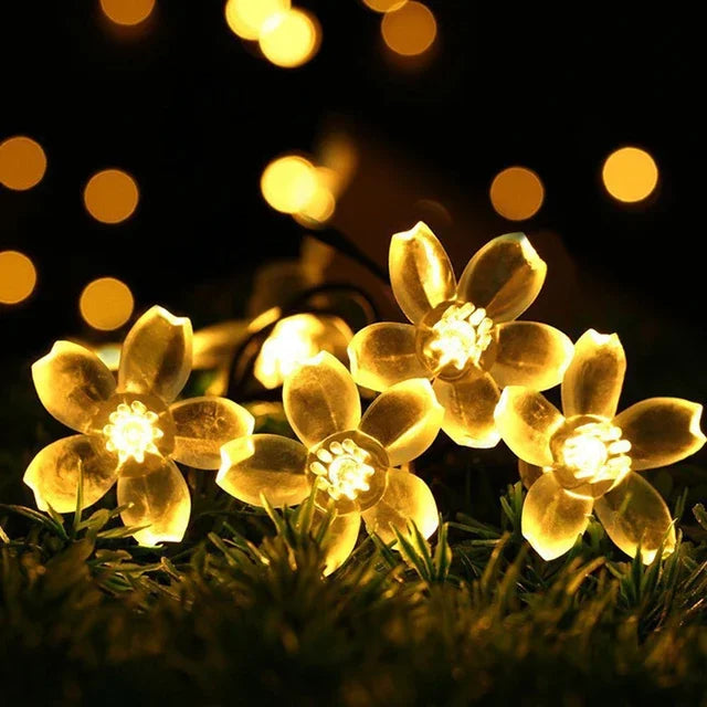 Peach Blossom Fairy Light Garland with Warm White LEDs