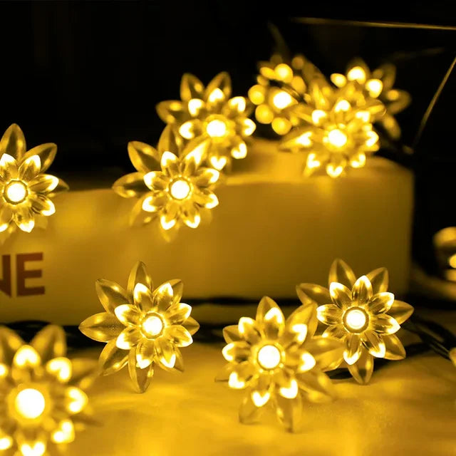 Peach Blossom Fairy Light Garland with Warm White LEDs
