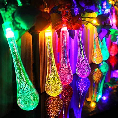 Solar Powered Water Droplet String Lights with 8 Lighting Modes