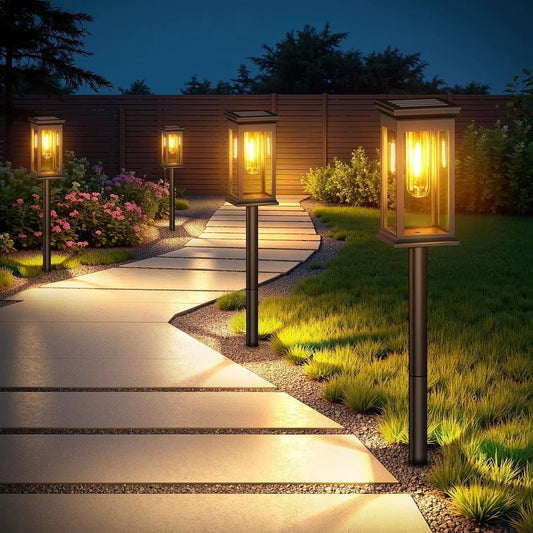 Solar Pathway Lights with Dusk-to-Dawn Sensor, Waterproof Outdoor Garden Lighting, 4-Pack