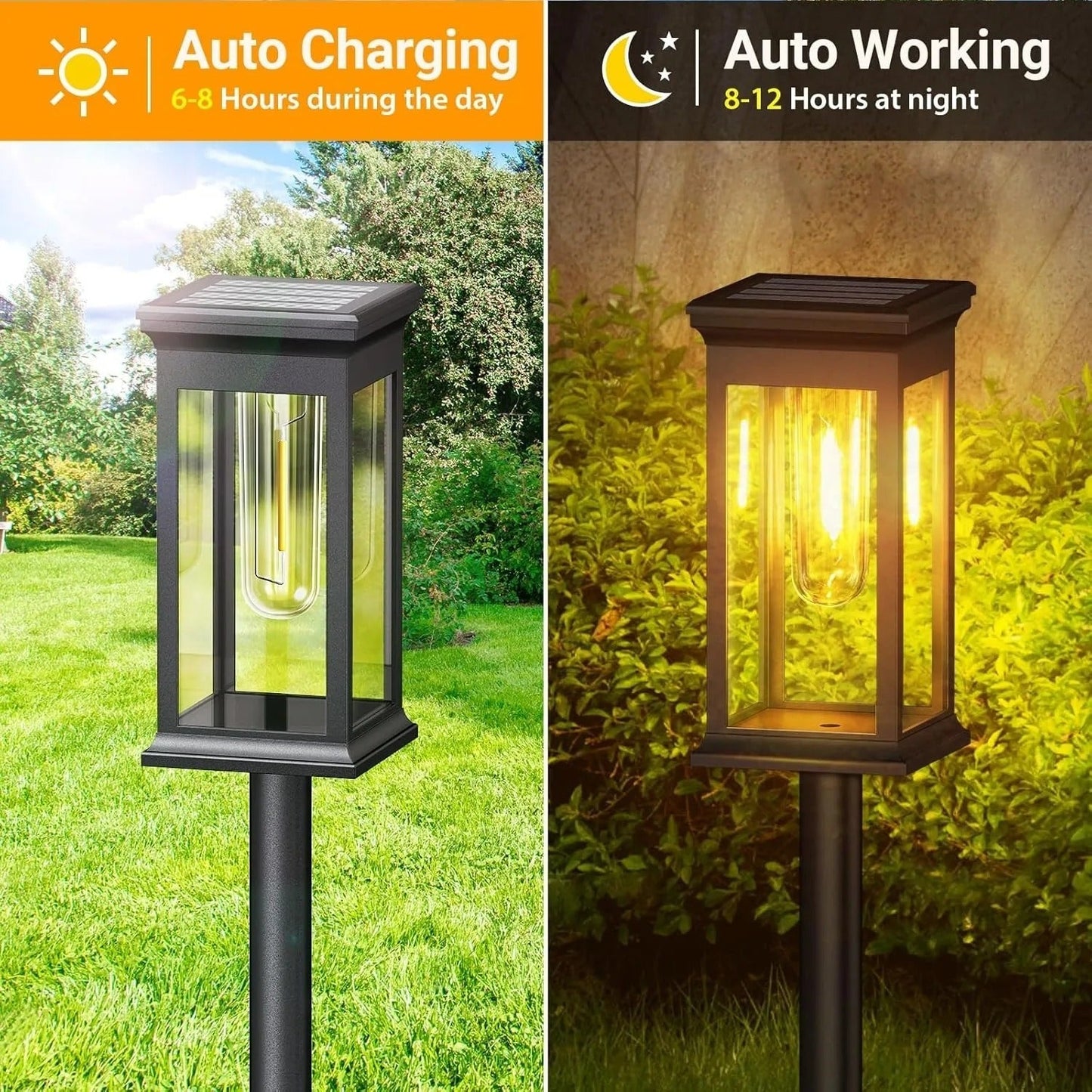 Solar Pathway Lights with Dusk-to-Dawn Sensor, Waterproof Outdoor Garden Lighting, 4-Pack