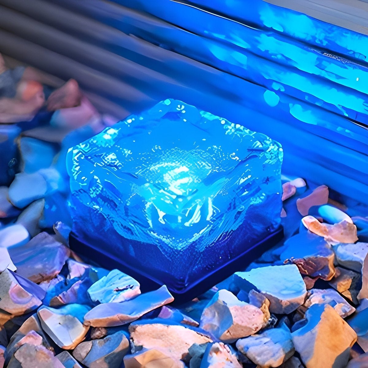 Solar-Powered Ice Cube Garden Lamp with Automatic Dusk Lighting