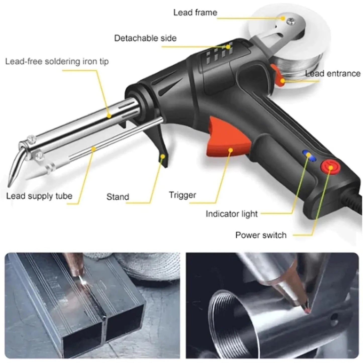 Ergonomic Pistol Grip Soldering Tool with Automatic Wire Feed
