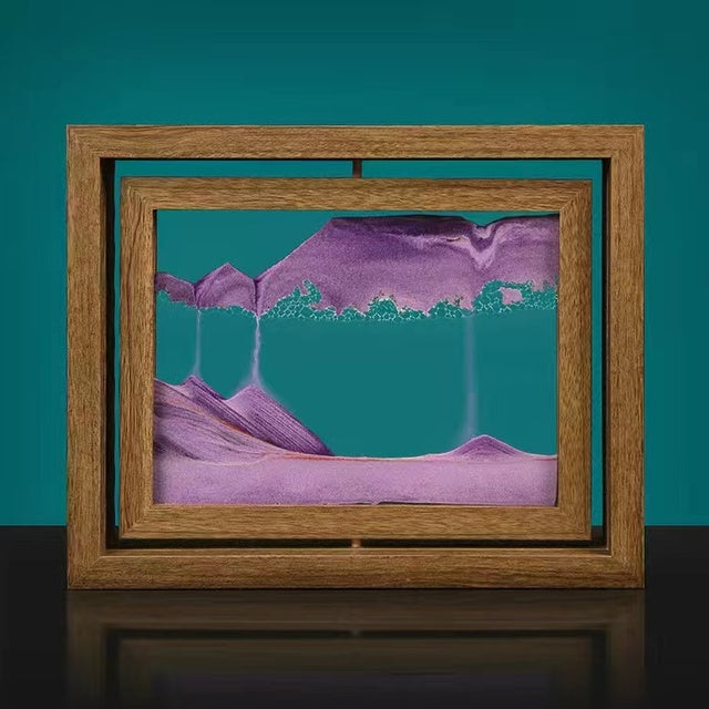 3D Rotating Sand Art in Solid Wood Frame