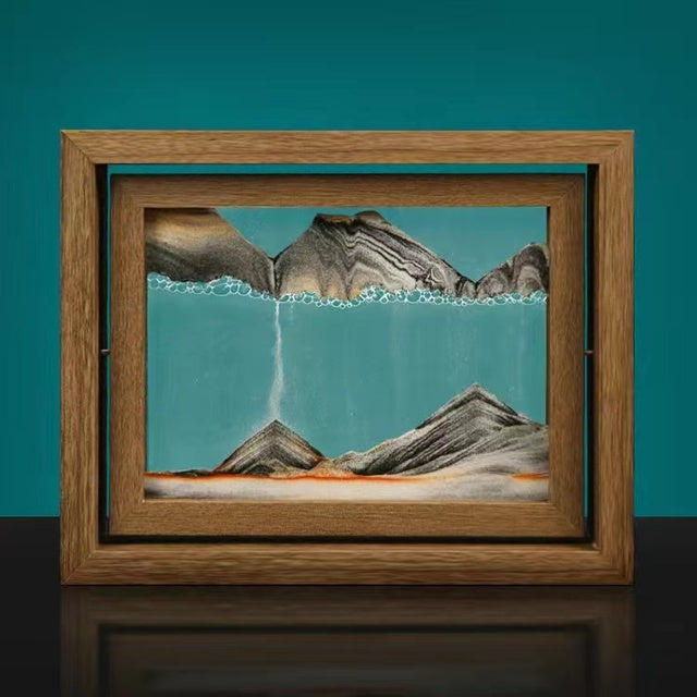 3D Rotating Sand Art in Solid Wood Frame