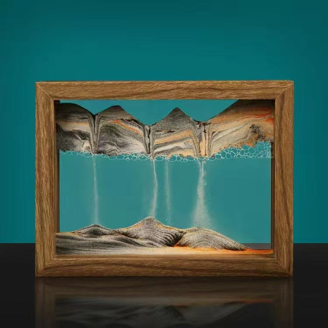 3D Rotating Sand Art in Solid Wood Frame