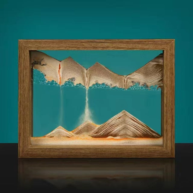 3D Rotating Sand Art in Solid Wood Frame